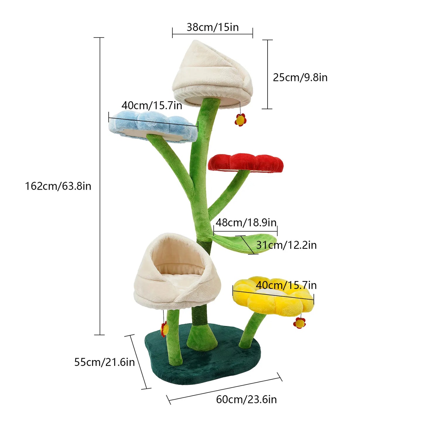 6 Tiers Large Cat Tree, Leaf-shape Hammock