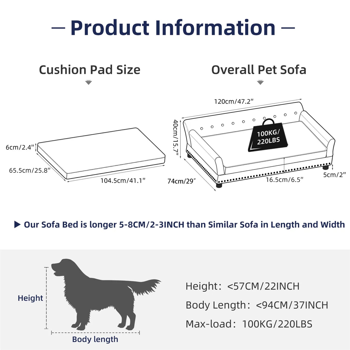 BingoPaw Large Dog Sofa Bed Jumbo Dog Velvet -