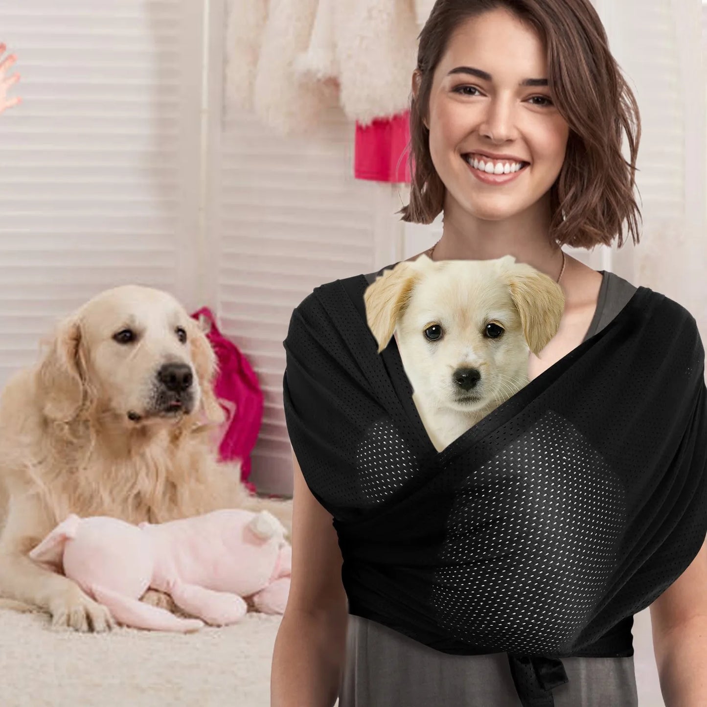 Front Facing Dog or Cat Sling Double Shoulder Strap Design