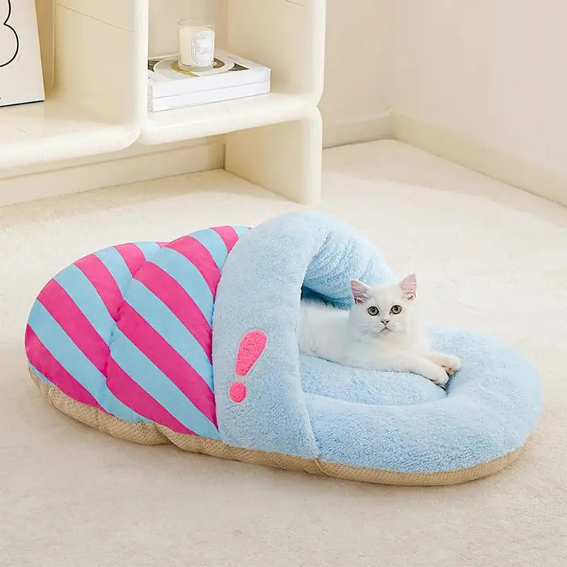 Plush Slippers Cat Sleeping Cat Cave Bed