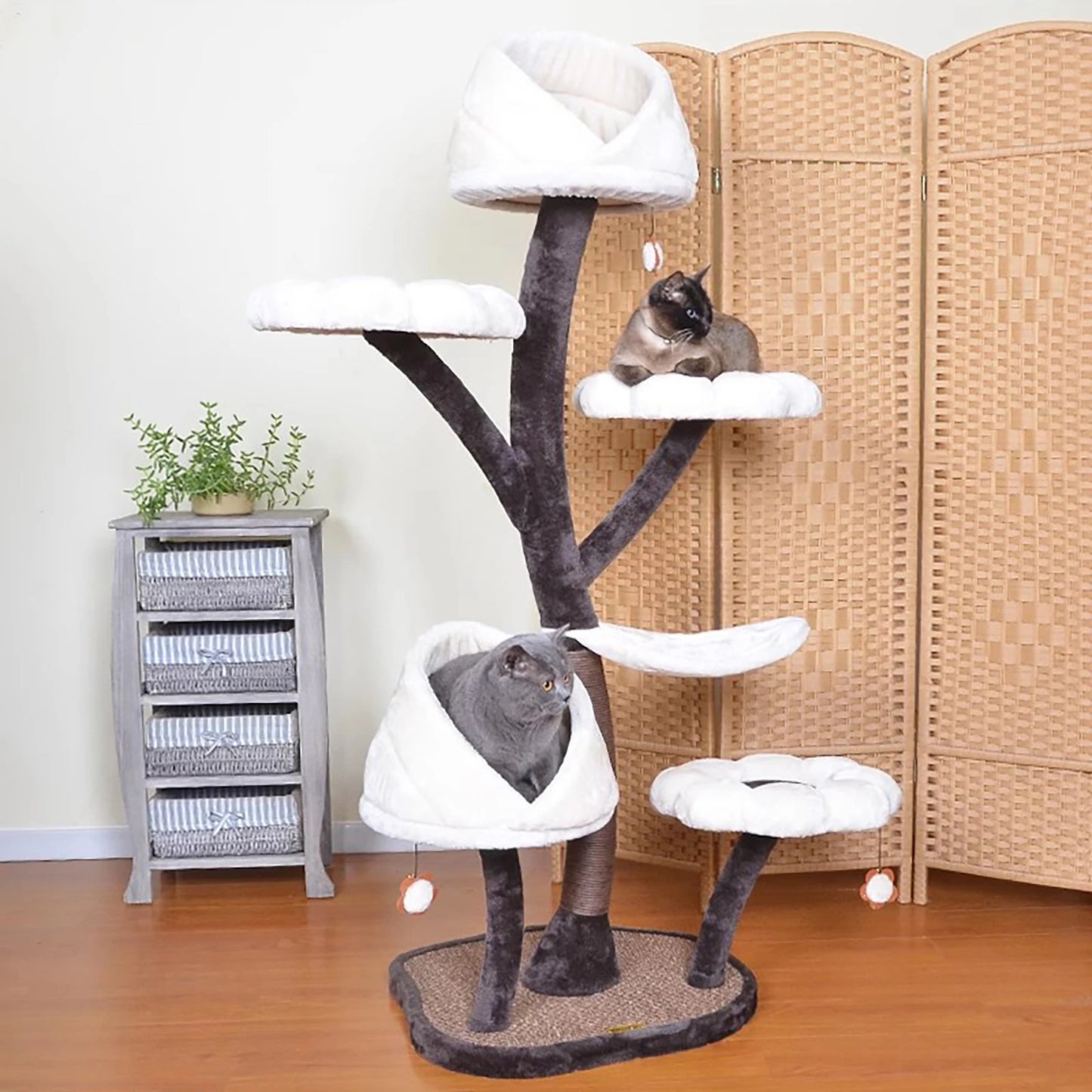 6 Tiers Large Cat Tree, Leaf-shape Hammock