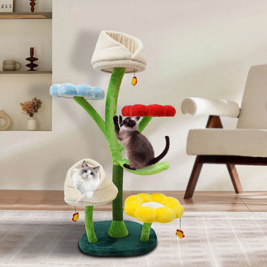 6 Tiers Large Cat Tree, Leaf-shape Hammock