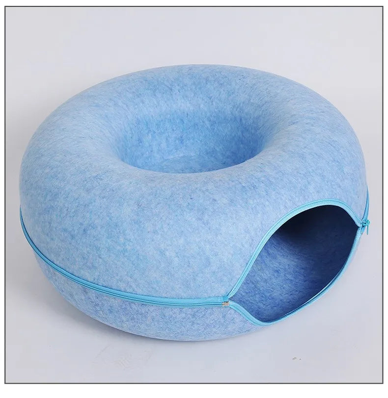 Donut Cat Bed Tunnel , Felt Indoor