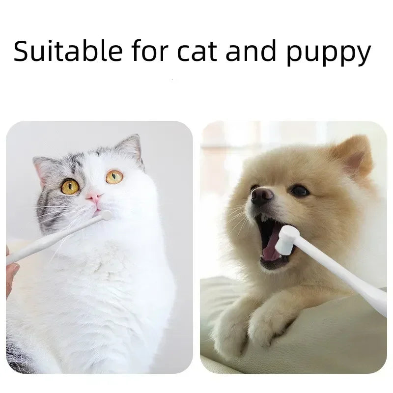 Round Head Toothbrush for Dog Soft Brush Oral Cleaning