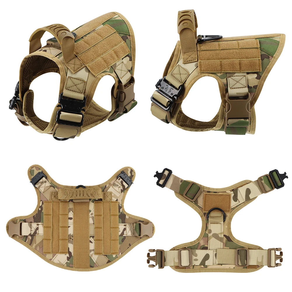 Large Dog Harness Collar Leash Bags Patches Set Training Vests Tactical Dogs