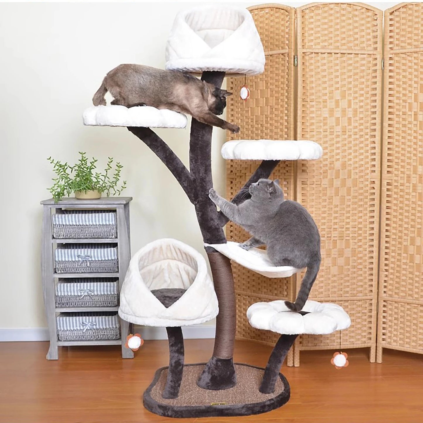 6 Tiers Large Cat Tree, Leaf-shape Hammock