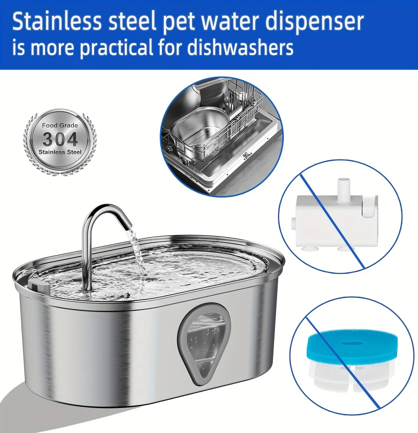 Large capacity pet water dispenser with LED Lighting