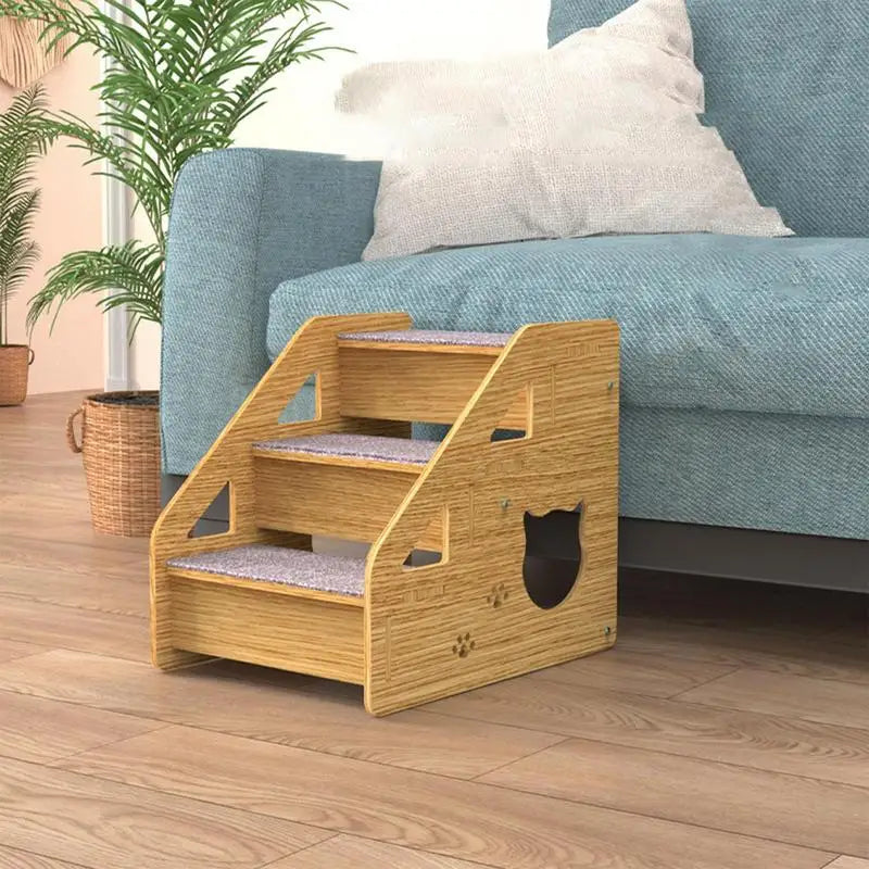 Pet Stairs 3-Level Wood For Medium/Small Dogs Cats