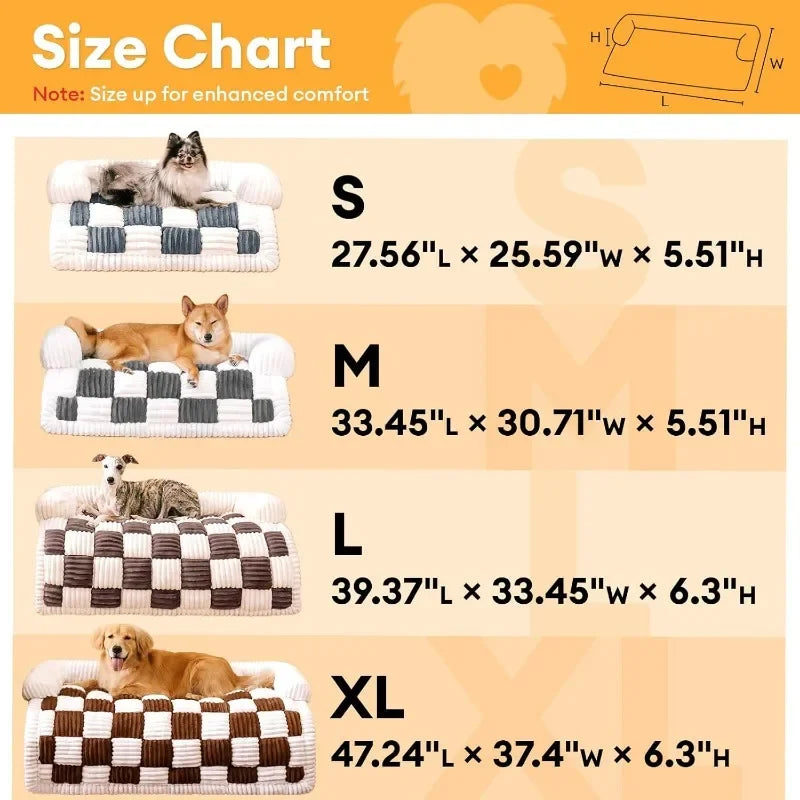 Pet Mat for Furniture Cream Square Plaid  Couch Cover
