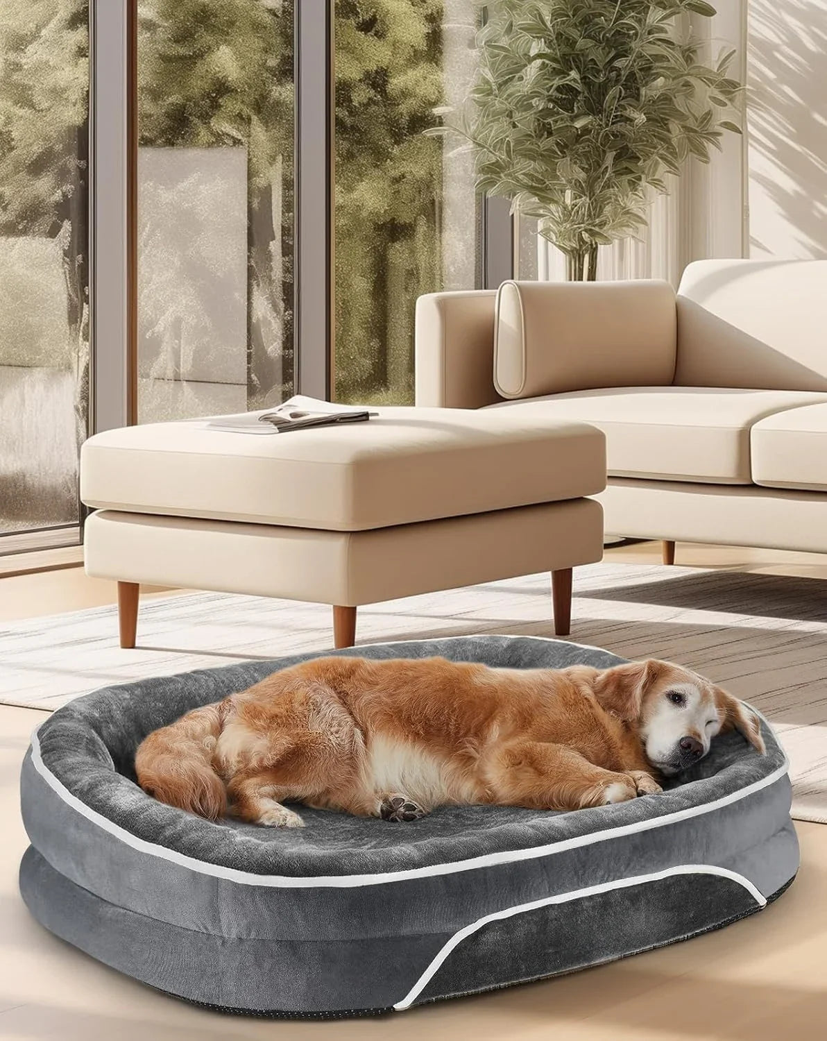 Dog Bed Couch for Large Sized Pets with Egg Foam Support,