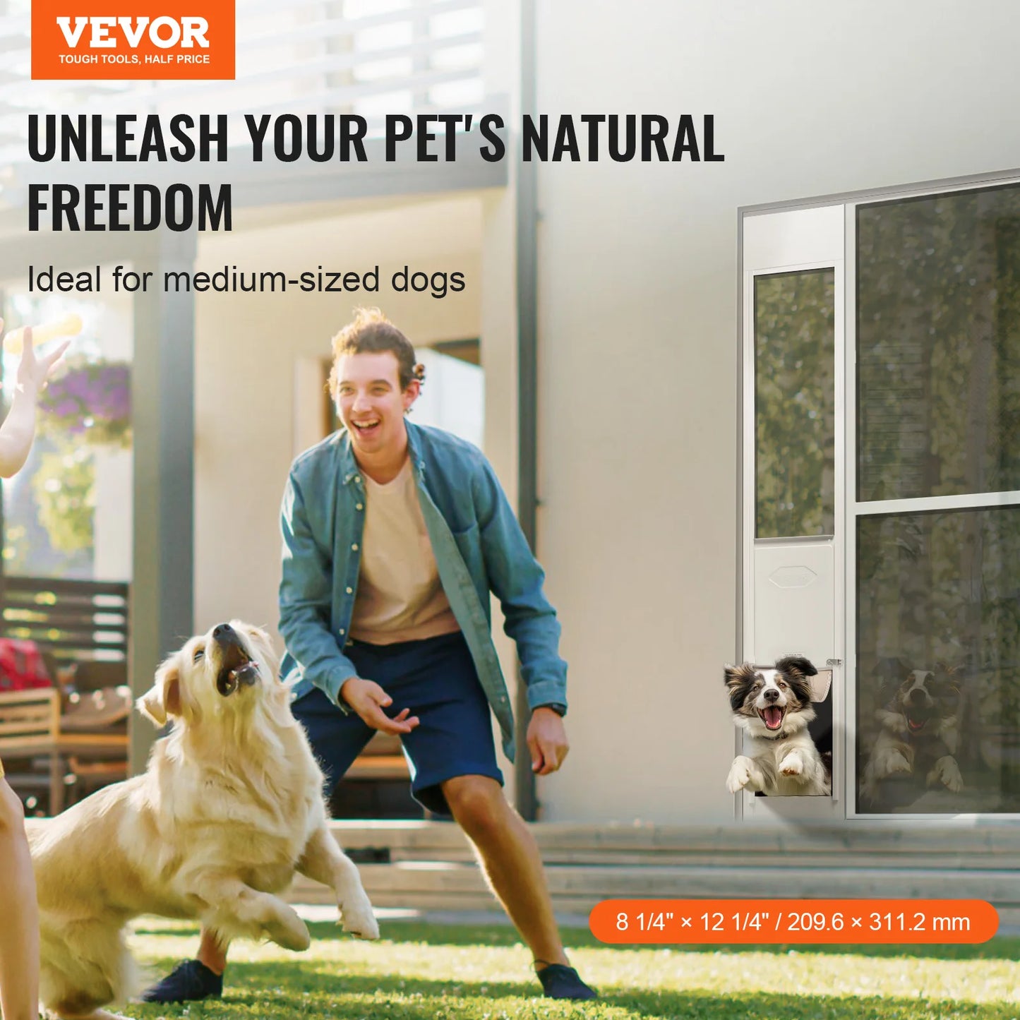 VEVOR Dog Door Sliding Glass Door Adjustable Height Doggy Door