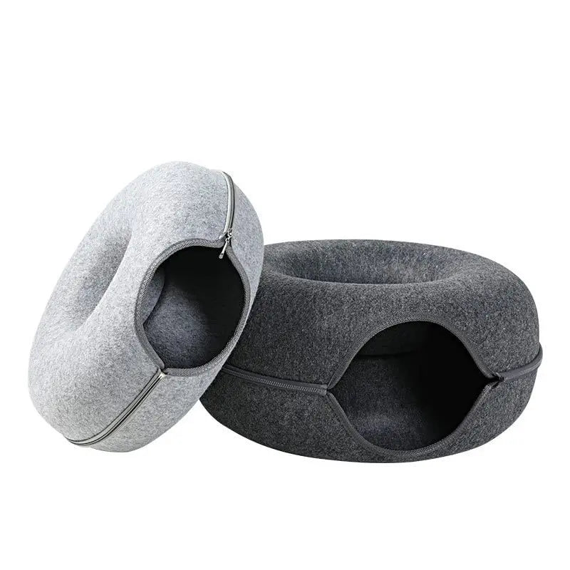 Donut Cat Bed Tunnel , Felt Indoor