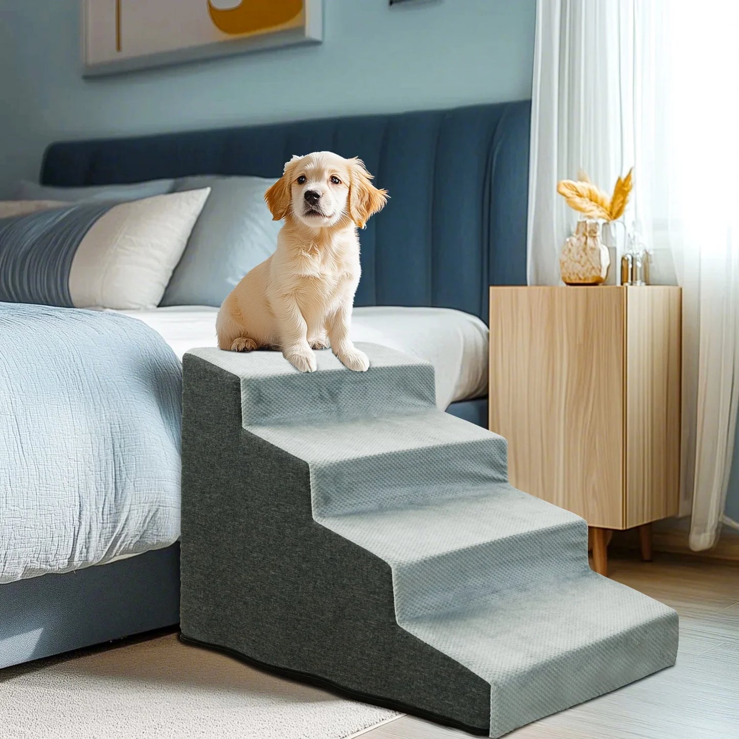 3/4 Steps High Density Foam Dog Stairs Ramp Bed Ladder