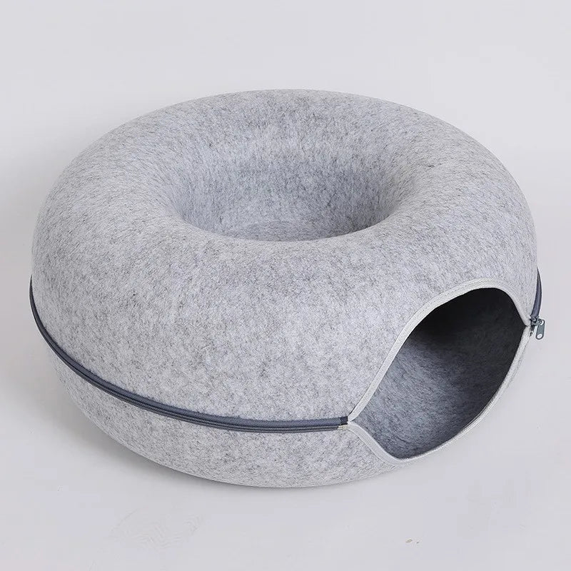 Donut Cat Bed Tunnel , Felt Indoor