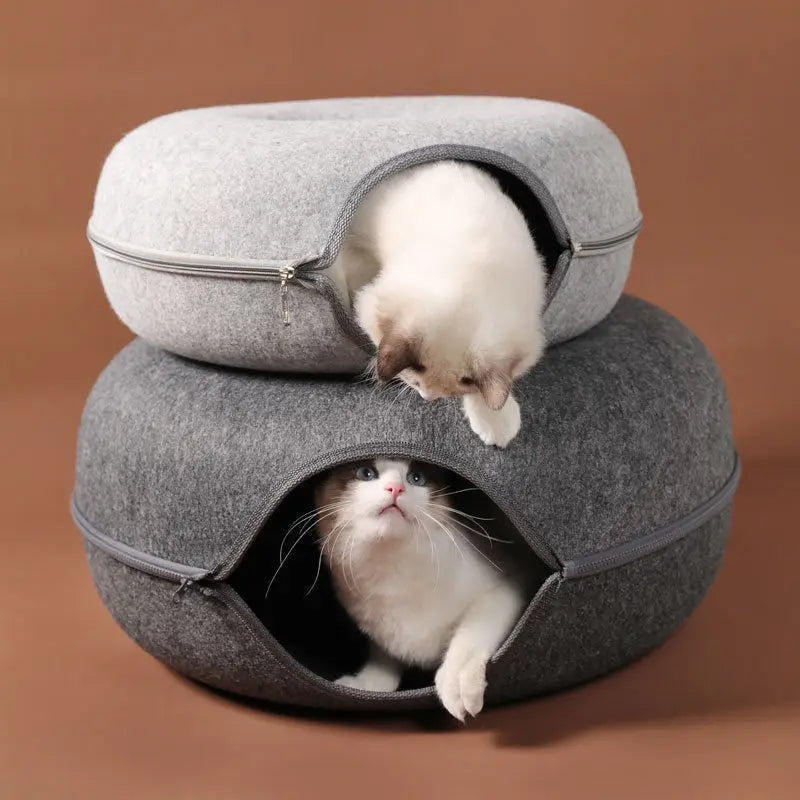 Donut Cat Bed Tunnel , Felt Indoor