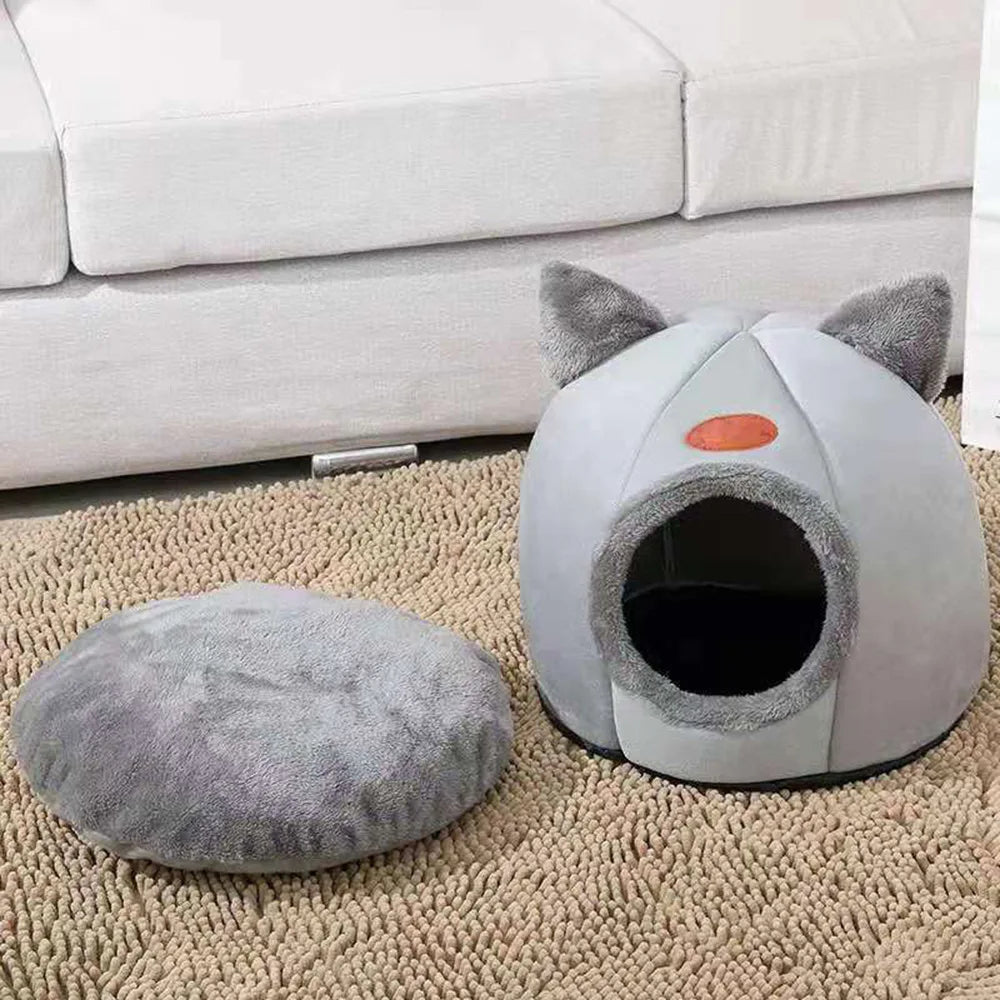 Pet bed with cat ears cat bed
