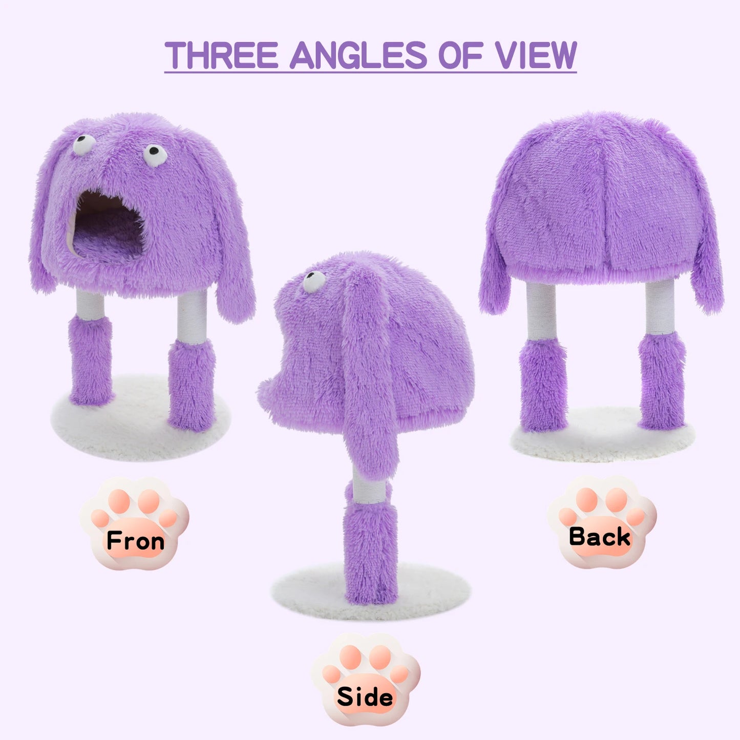 Monster Series Cat Tree Tower Funny Ears and Eyes Purple