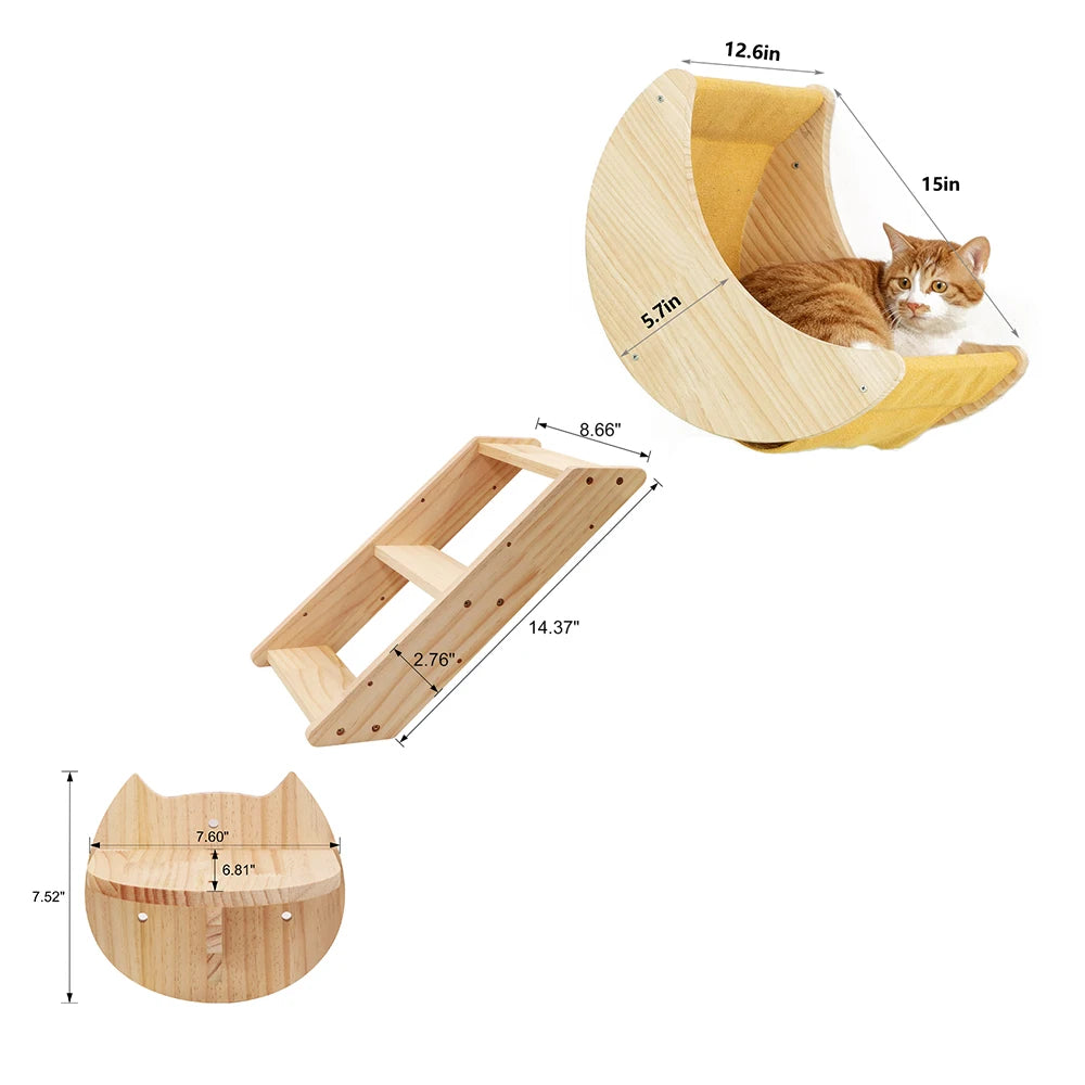 Cat Shelf Wall Hammock Climbing Shelves Moon Shaped