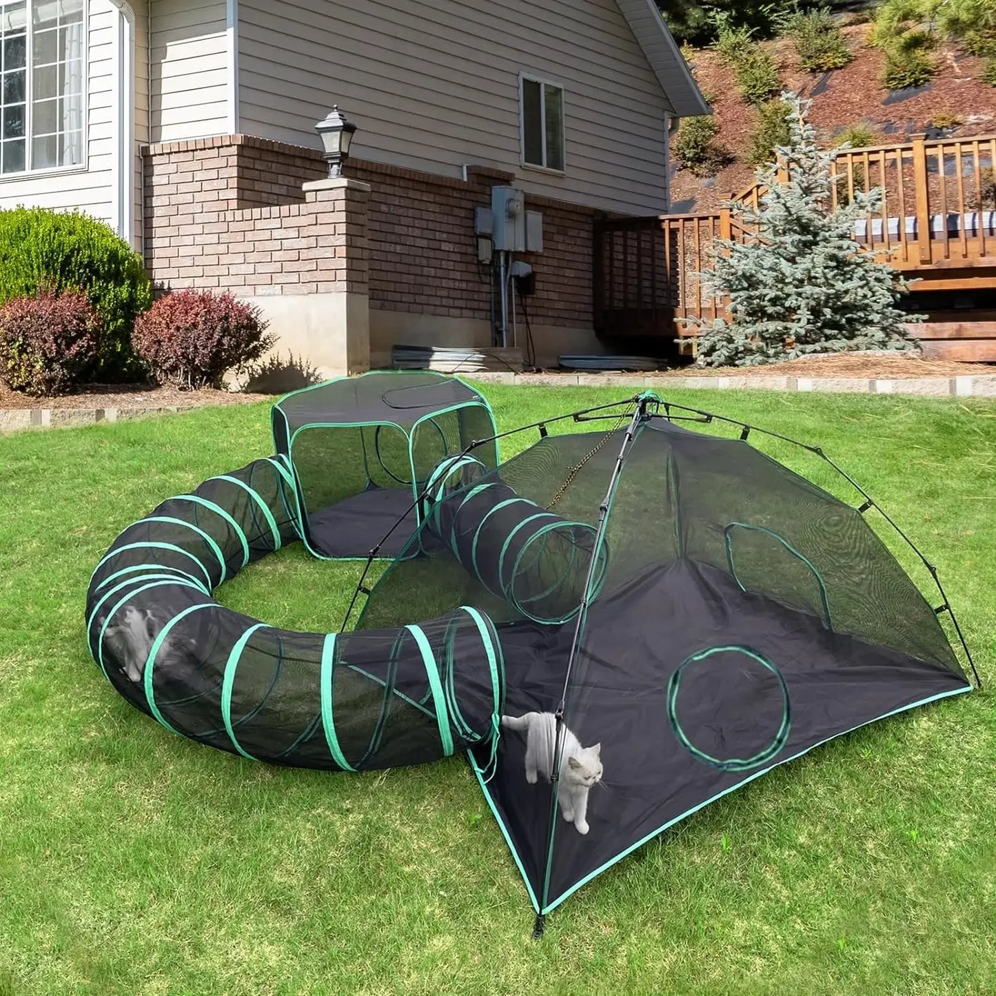 6-in-1 Outdoor Cat Play Tunnels - With 3 Tents and 3 Tunnels