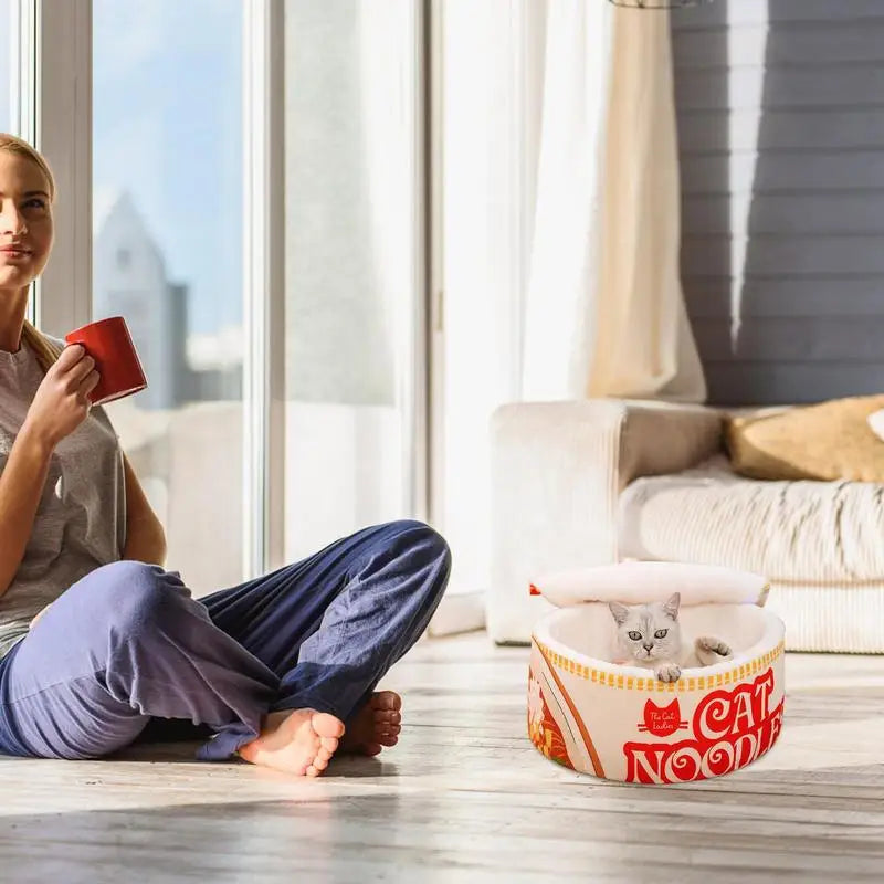 Ramen Bowl Cat Bed Noodle Bowl  Indoor