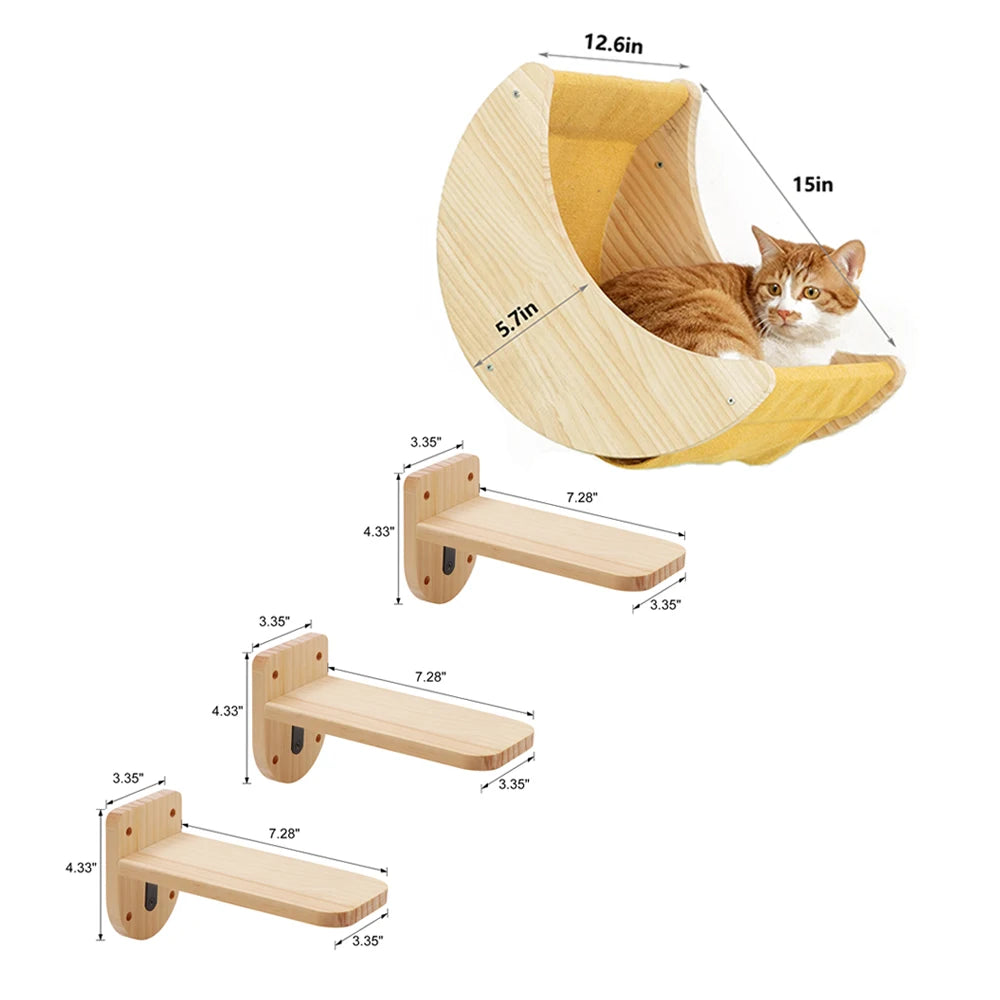 Cat Shelf Wall Hammock Climbing Shelves Moon Shaped
