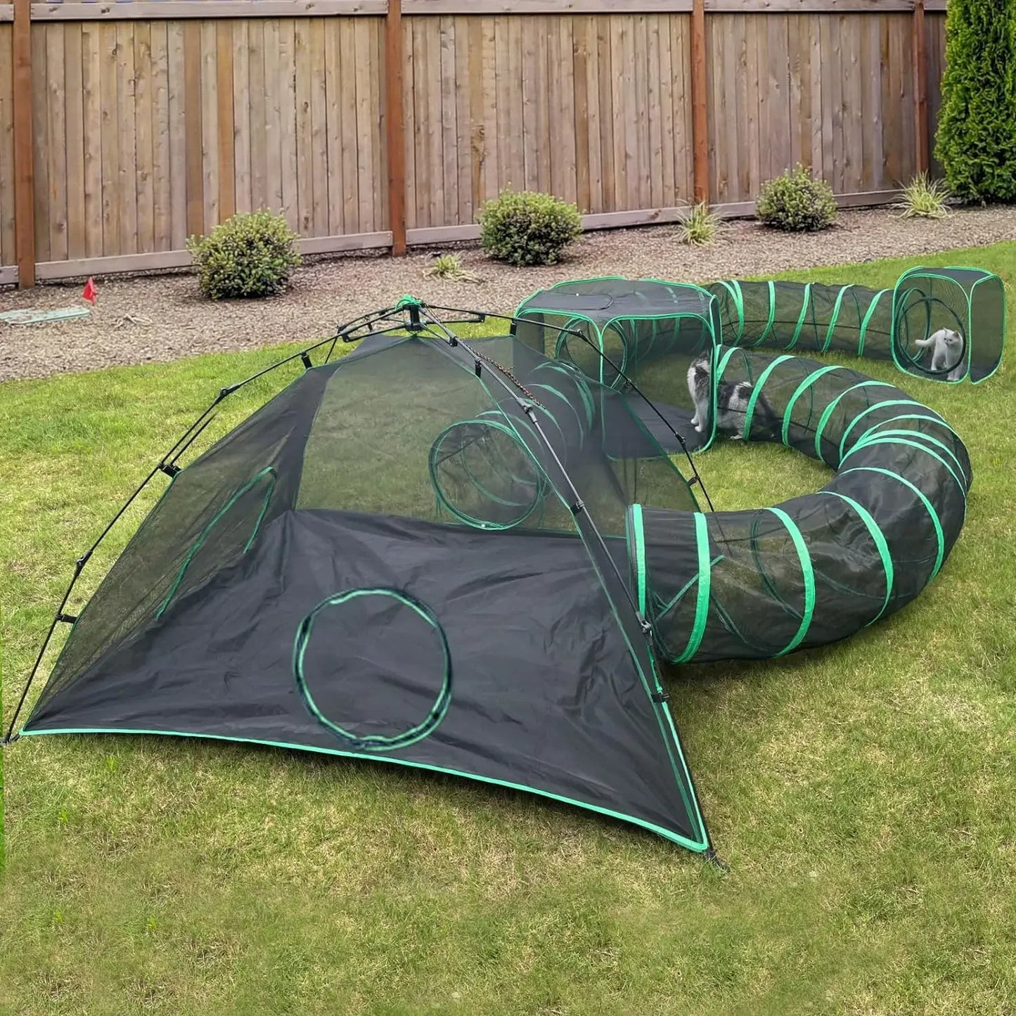 6-in-1 Outdoor Cat Play Tunnels - With 3 Tents and 3 Tunnels