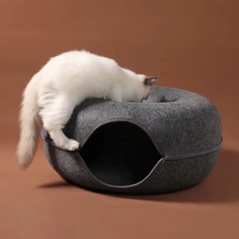Donut Cat Bed Tunnel , Felt Indoor