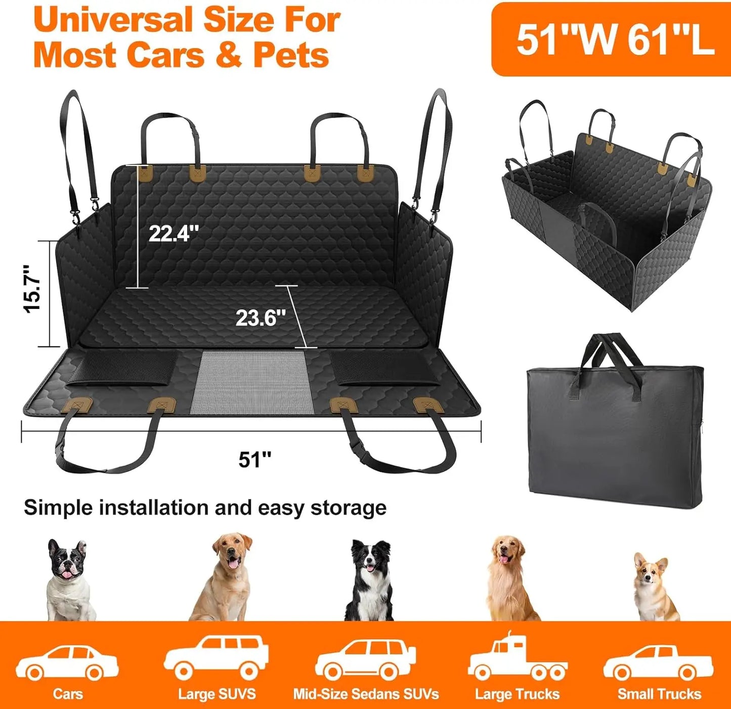 Waterproof Pet Travel Foldable Dog Car Seat