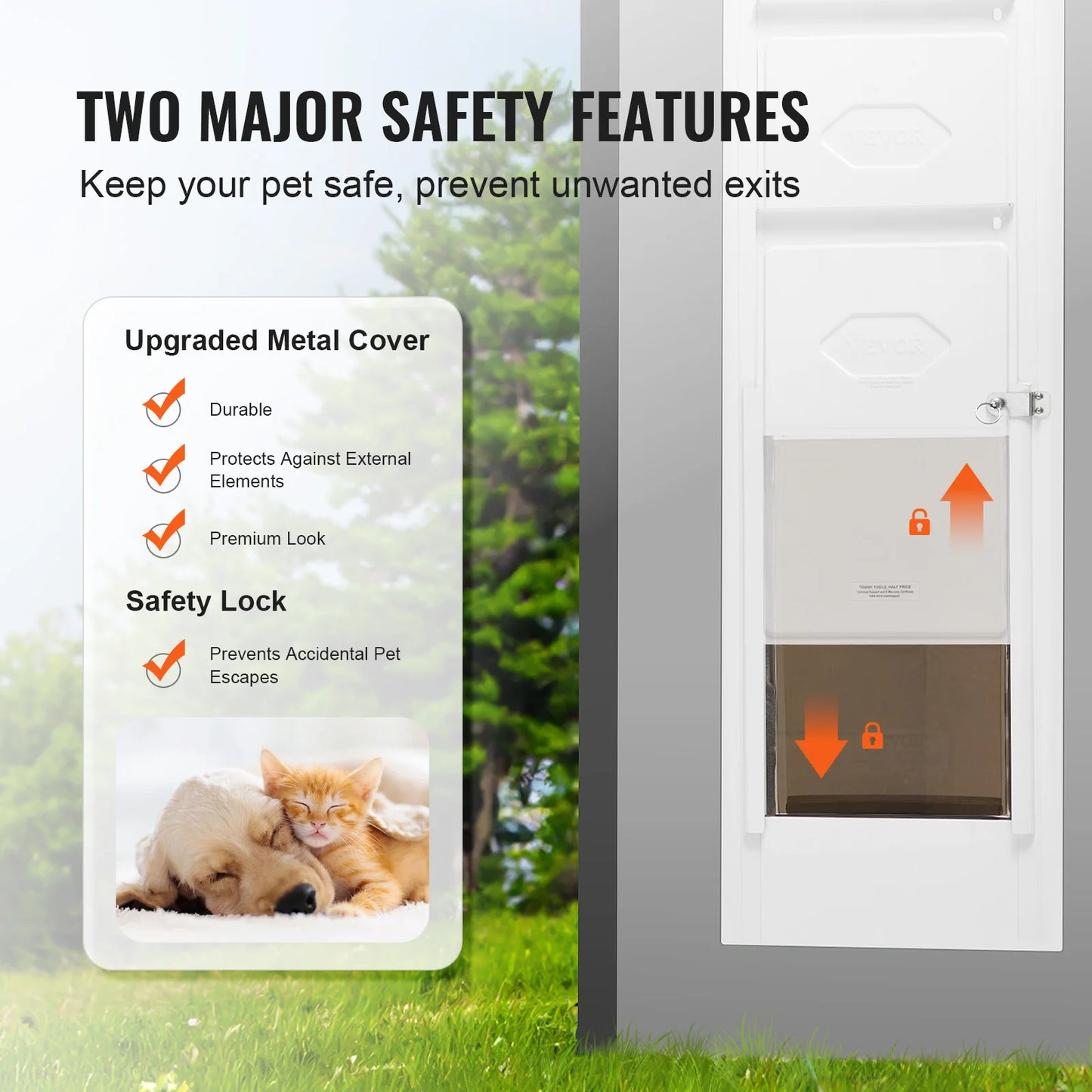 VEVOR Dog Door Sliding Glass Door Adjustable Height Doggy Door