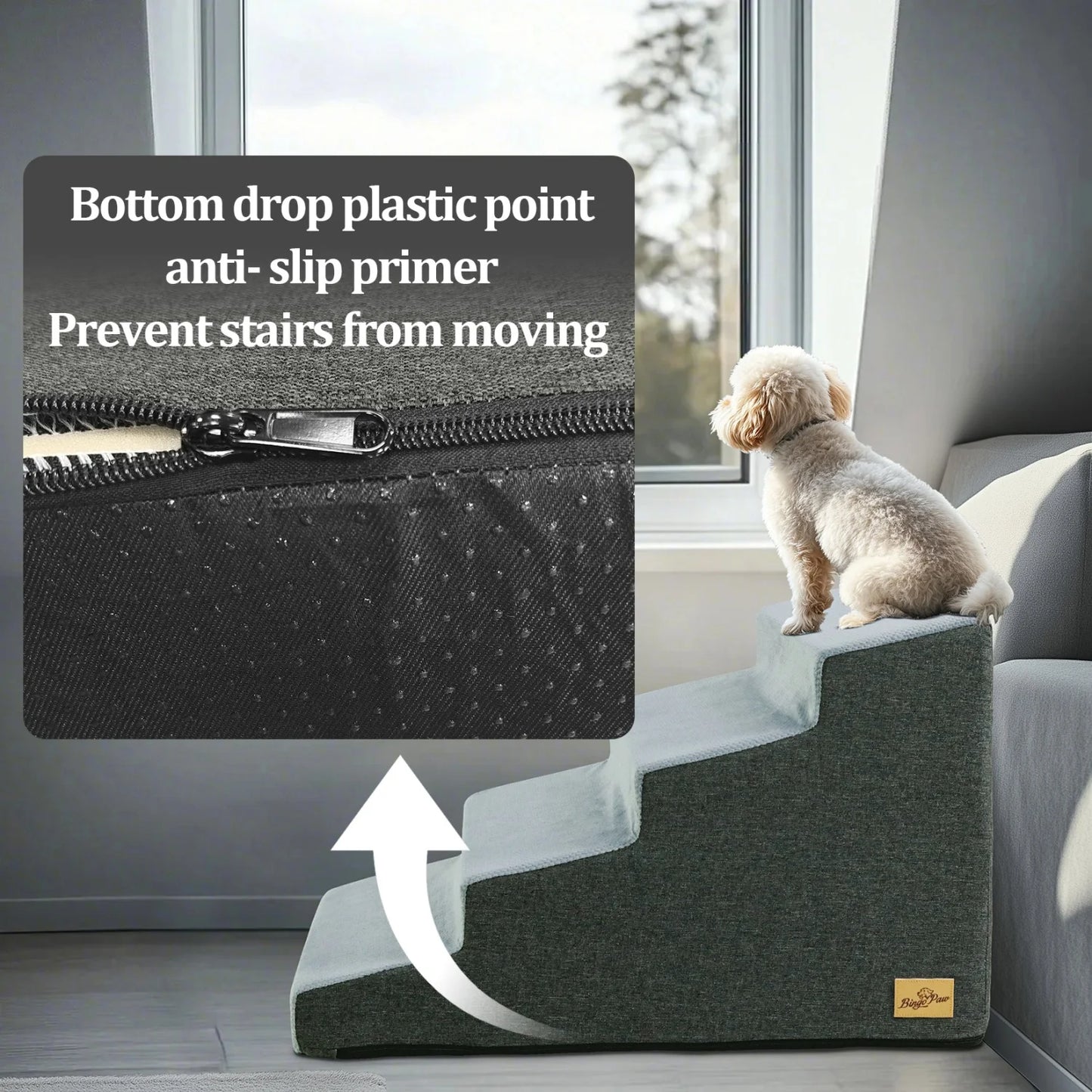 3/4 Steps High Density Foam Dog Stairs Ramp Bed Ladder