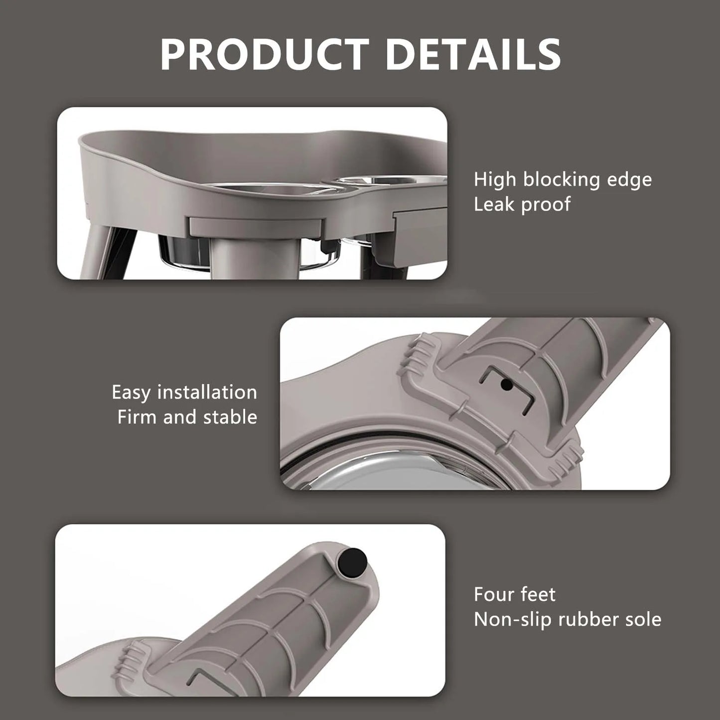 Raised Stand Elevated Feeder Non-Slip and No Spill Design Bowl
