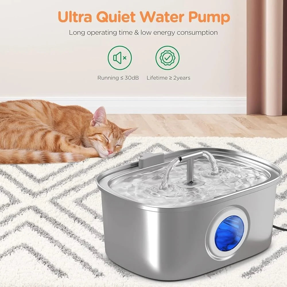 Stainless Steel Cat Water Fountain 3.2L