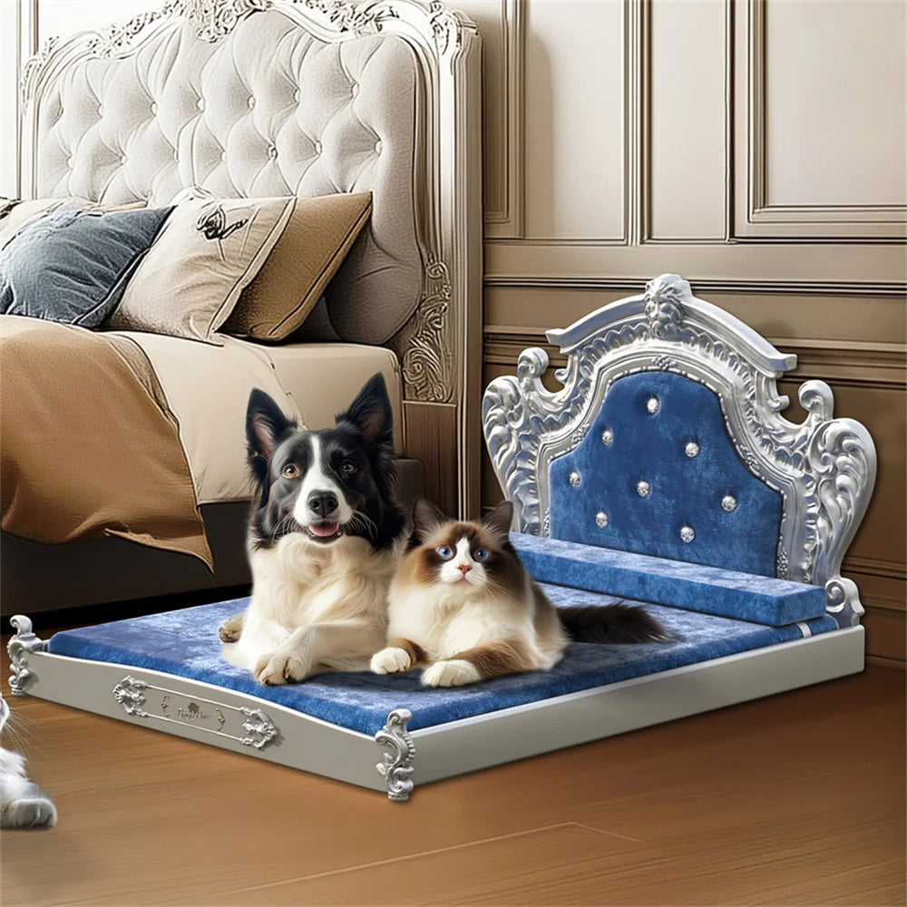 Stunning Large Dog Bed with Headboard Velvet Pet Sofa Bed