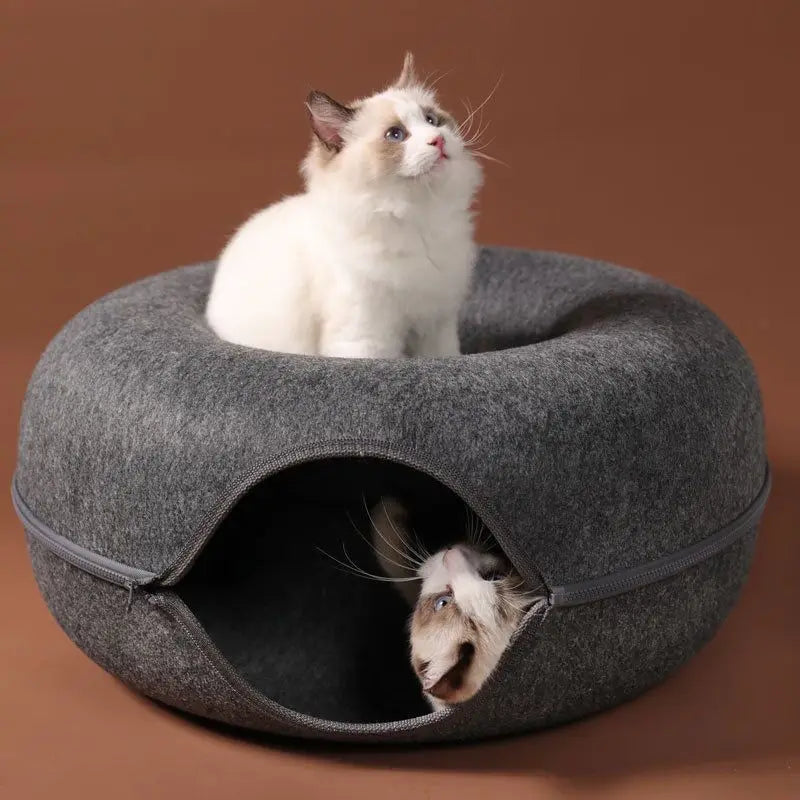 Donut Cat Bed Tunnel , Felt Indoor