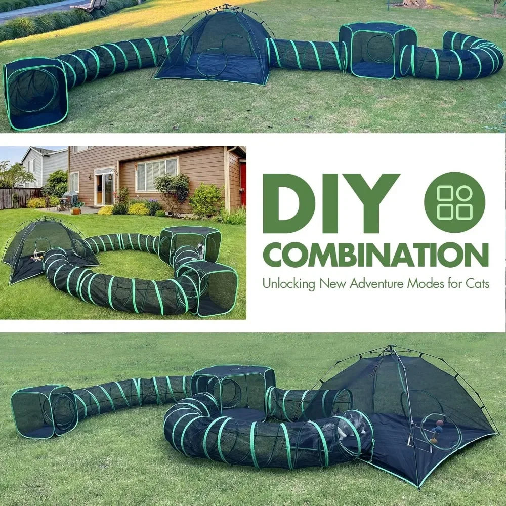 6-in-1 Outdoor Cat Play Tunnels - With 3 Tents and 3 Tunnels