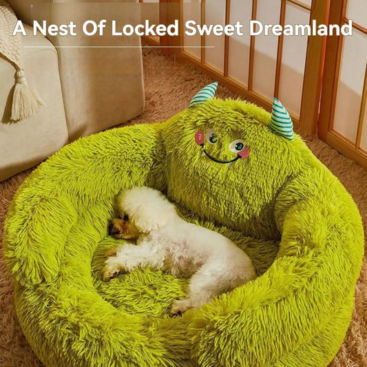 Calming Donut  Bed Green Plush Anti-Anxiety Dog & Cat Bed
