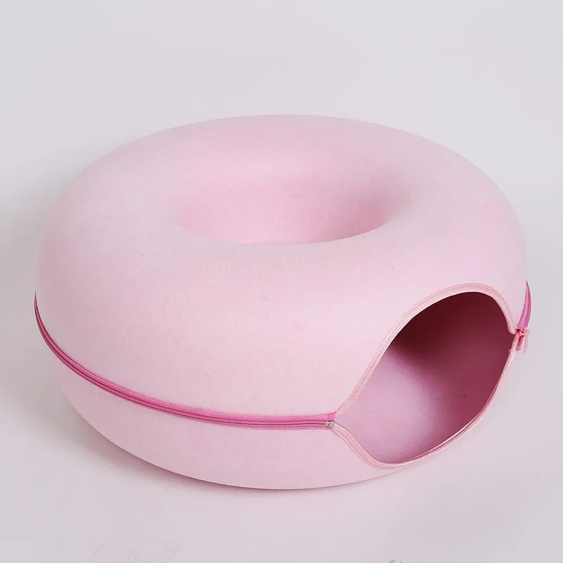 Donut Cat Bed Tunnel , Felt Indoor