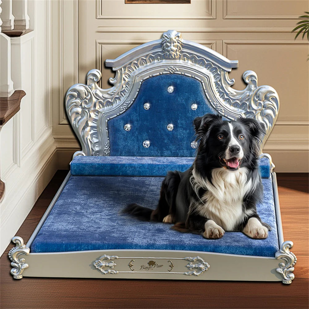 Stunning Large Dog Bed with Headboard Velvet Pet Sofa Bed