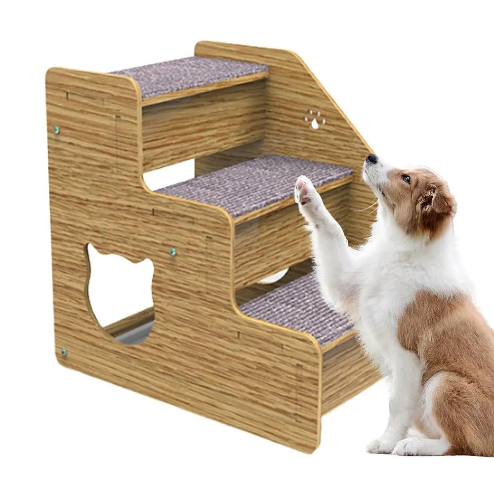 Pet Stairs 3-Level Wood For Medium/Small Dogs Cats