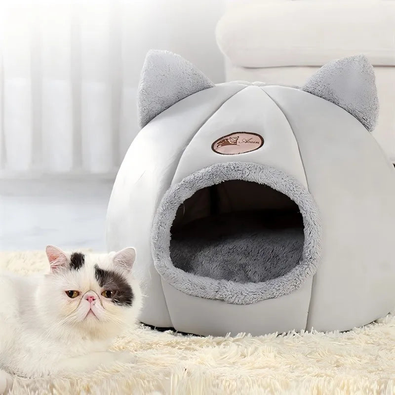 Pet bed with cat ears cat bed