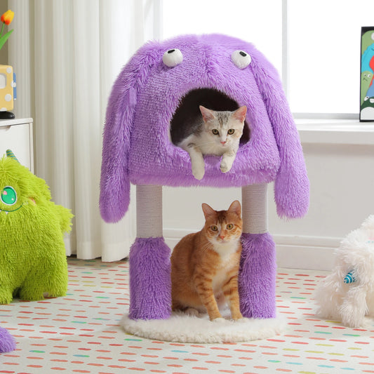 Monster Series Cat Tree Tower Funny Ears and Eyes Purple