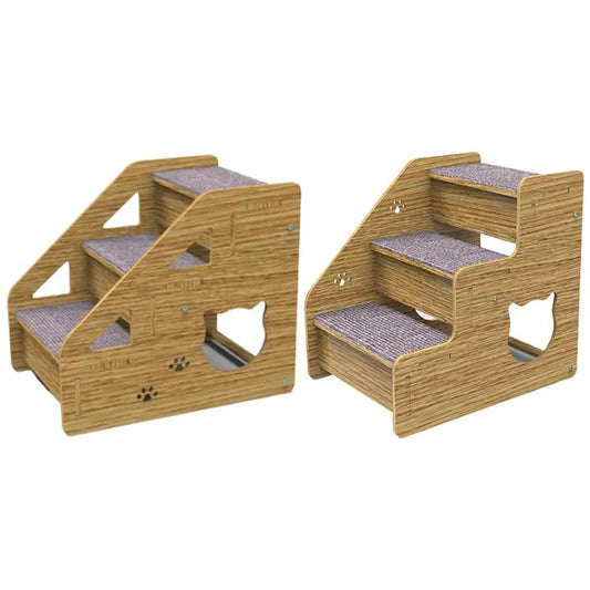 Pet Stairs 3-Level Wood For Medium/Small Dogs Cats