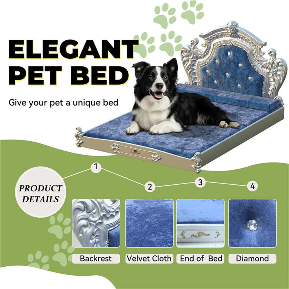 Stunning Large Dog Bed with Headboard Velvet Pet Sofa Bed