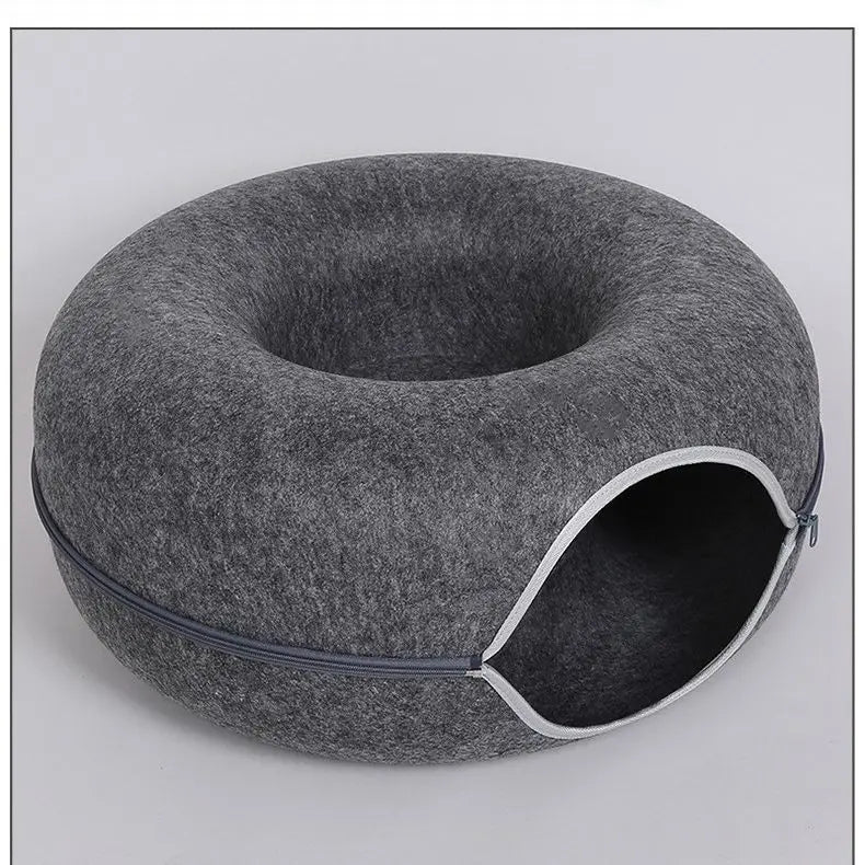 Donut Cat Bed Tunnel , Felt Indoor