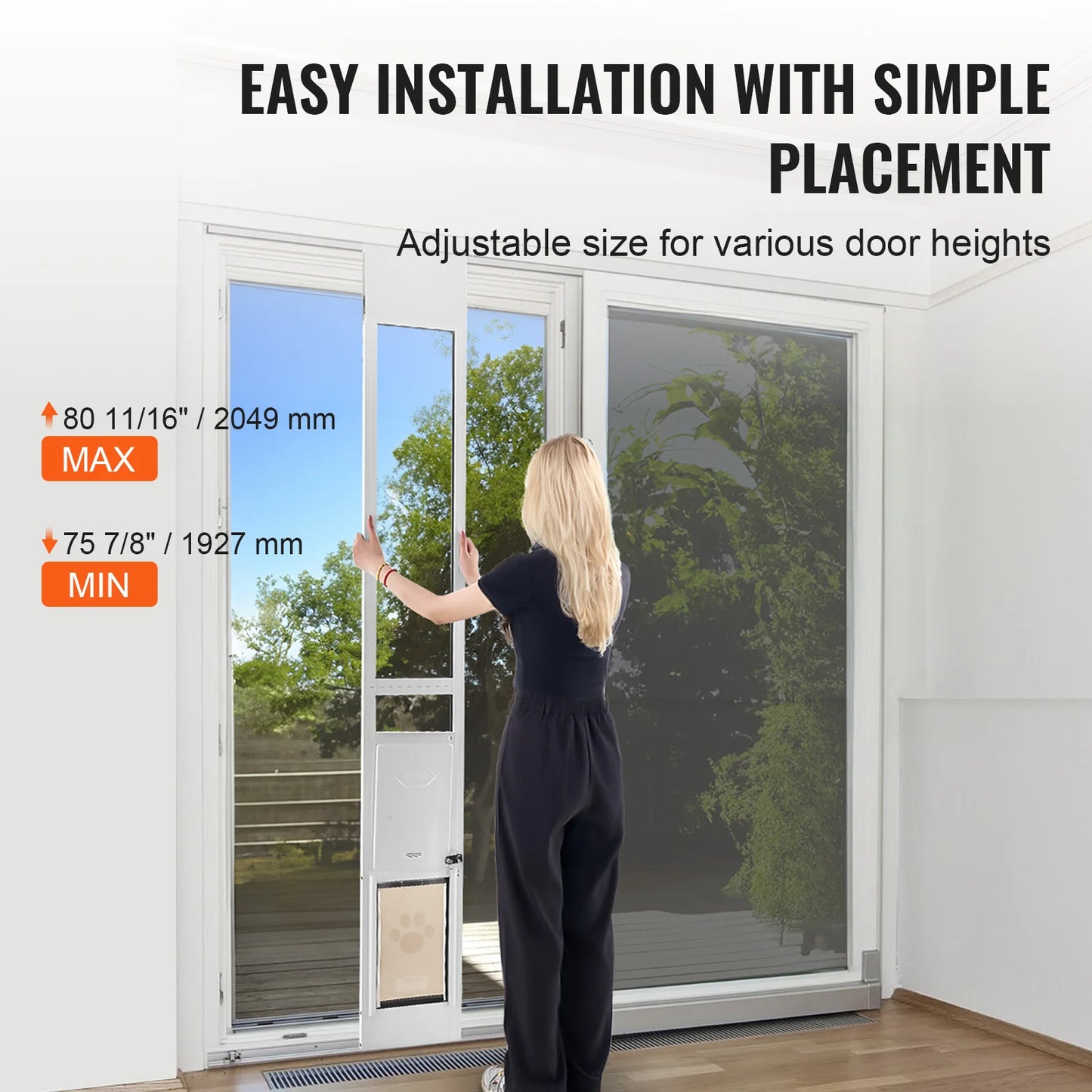 VEVOR Dog Door Sliding Glass Door Adjustable Height Doggy Door