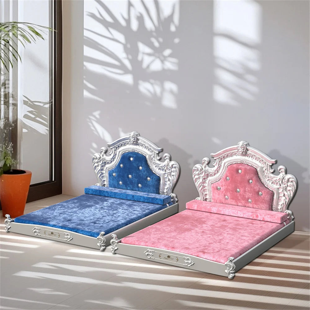 Stunning Large Dog Bed with Headboard Velvet Pet Sofa Bed