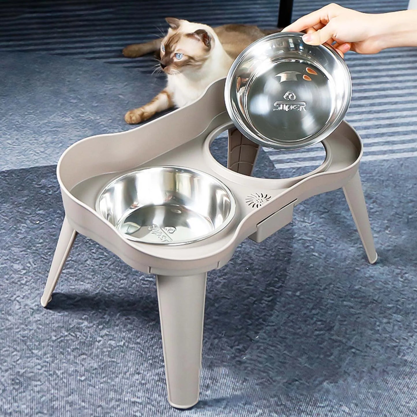 Raised Stand Elevated Feeder Non-Slip and No Spill Design Bowl
