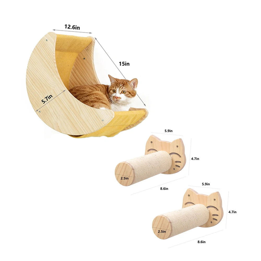 Cat Shelf Wall Hammock Climbing Shelves Moon Shaped