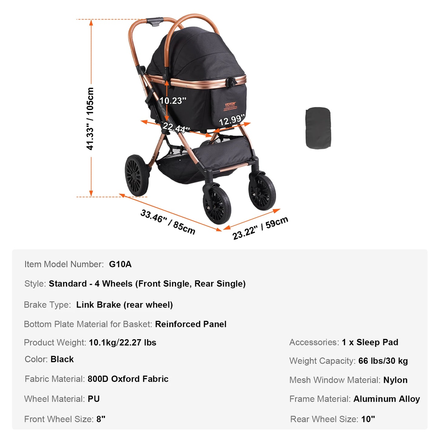 VEVOR Pet Stroller Carrier Dog Cat Strollers Lightweight