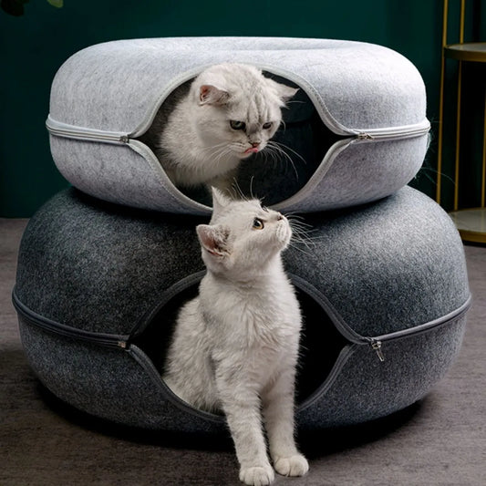 Donut Cat Bed Tunnel , Felt Indoor